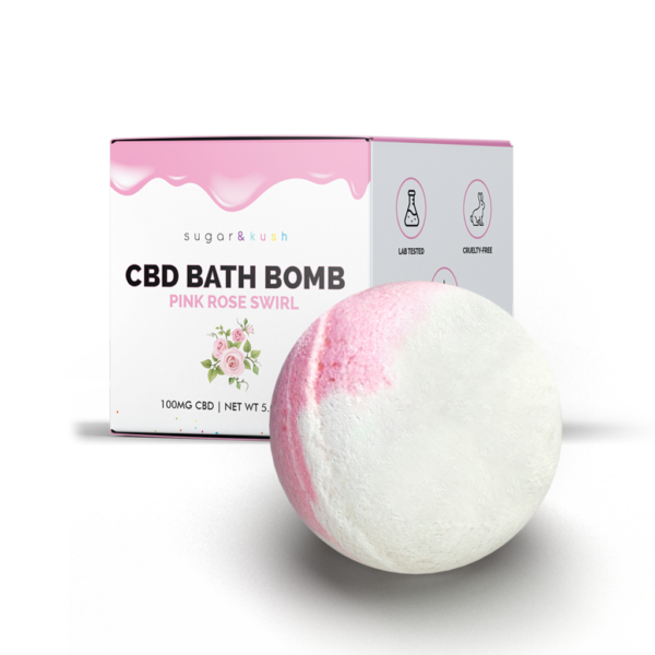 Sugar & Kush CBD Bath Bomb - Pink Rose Swirl