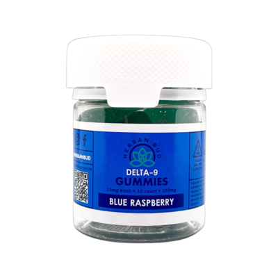 Herban Bud Blue Raspberry 15 mg delta 9 thc gummies