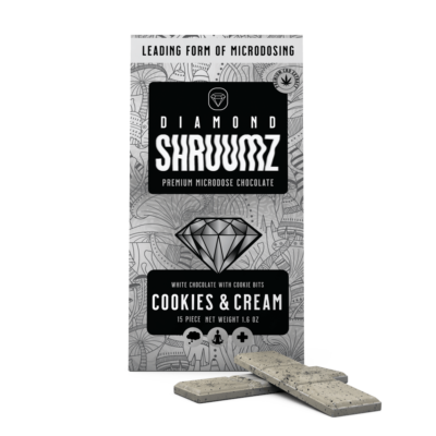 Shruumz Cookies and cream chocolate bar microdosing mushrooms