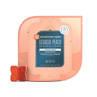 Hometown Hero Georgia Peach - Delta 9 Live Rosin Gummies 10mg of delta-9 THC and 10mg of CBG
